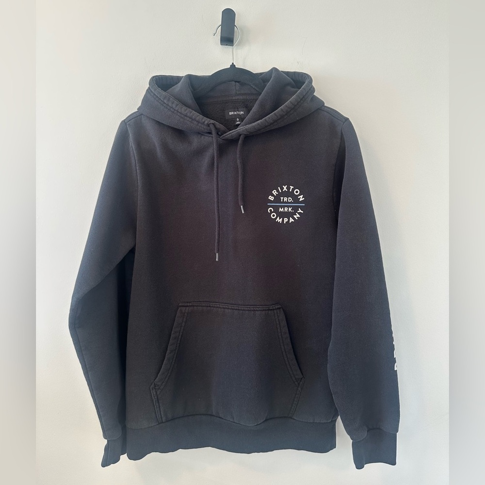 Brixton Men's Pledge Black/Charcoal Hooded Pullover Sweatshirt Size S